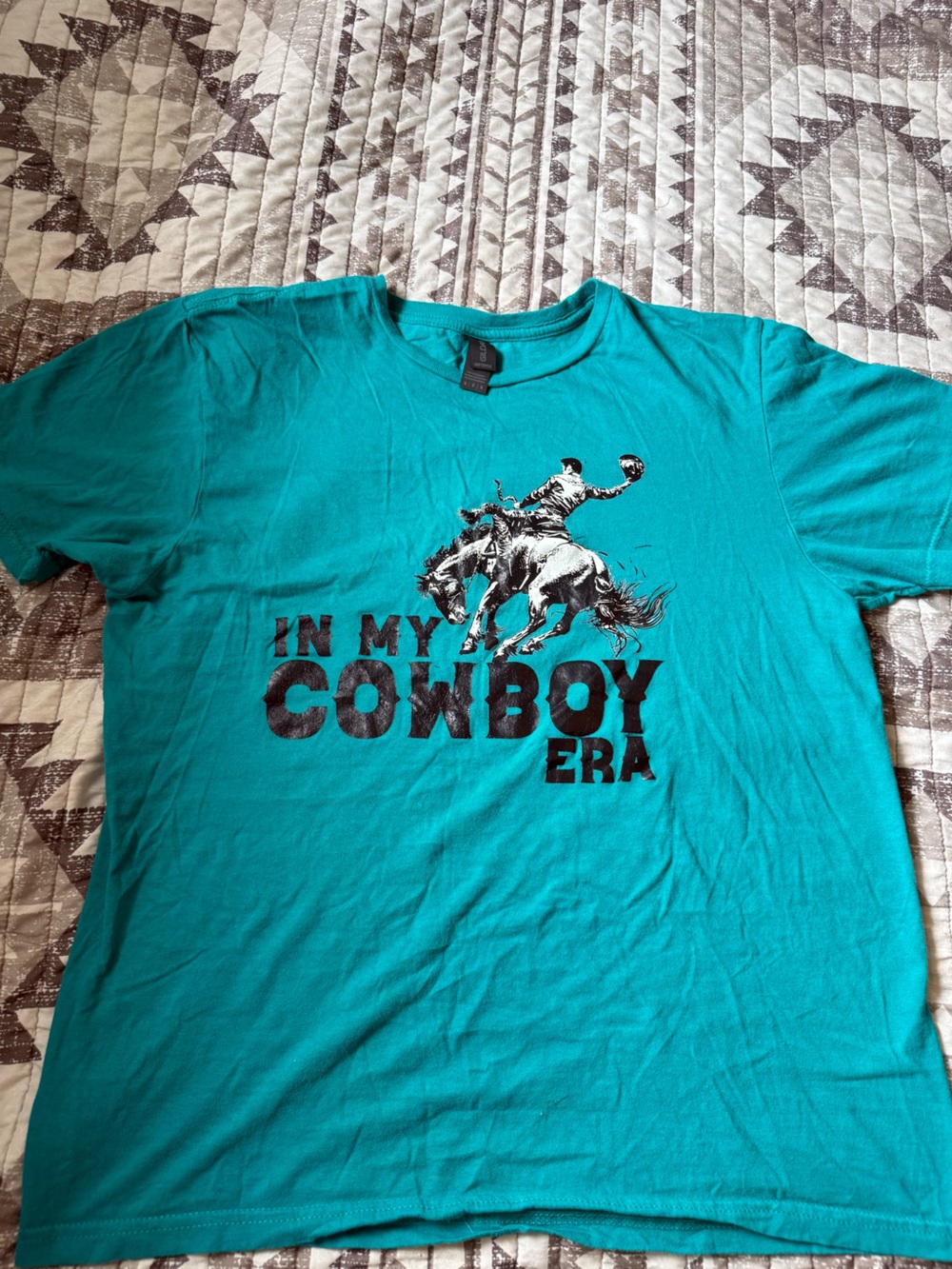 Gildan Teal Graphic 'In My Cowboy Era' Short Sleeve Tee